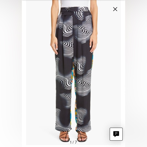 Simon Miller Satin Echo High Waist Wide Leg Psychedelic Floral Trouser Pants - Picture 1 of 16